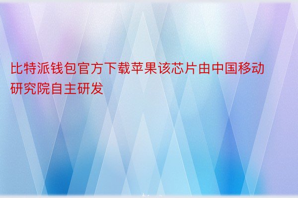 比特派钱包官方下载苹果该芯片由中国移动研究院自主研发
