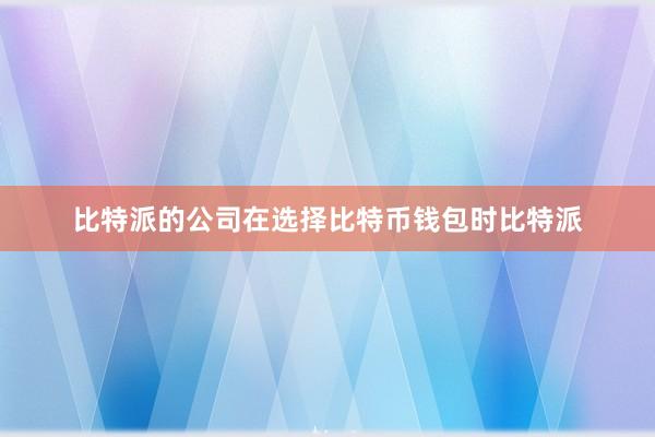 比特派的公司在选择比特币钱包时比特派