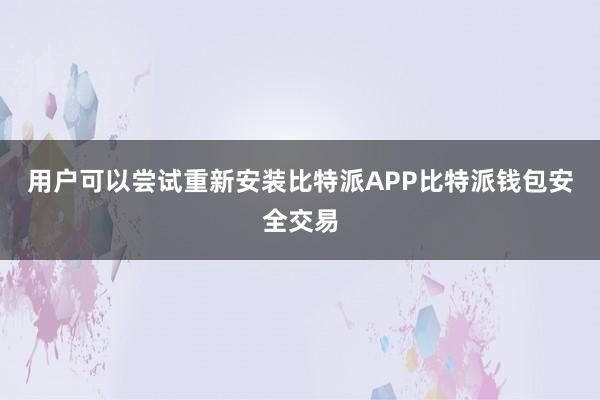 用户可以尝试重新安装比特派APP比特派钱包安全交易