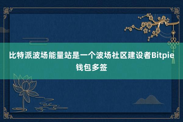 比特派波场能量站是一个波场社区建设者Bitpie钱包多签