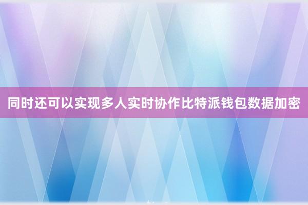 同时还可以实现多人实时协作比特派钱包数据加密