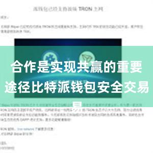 合作是实现共赢的重要途径比特派钱包安全交易